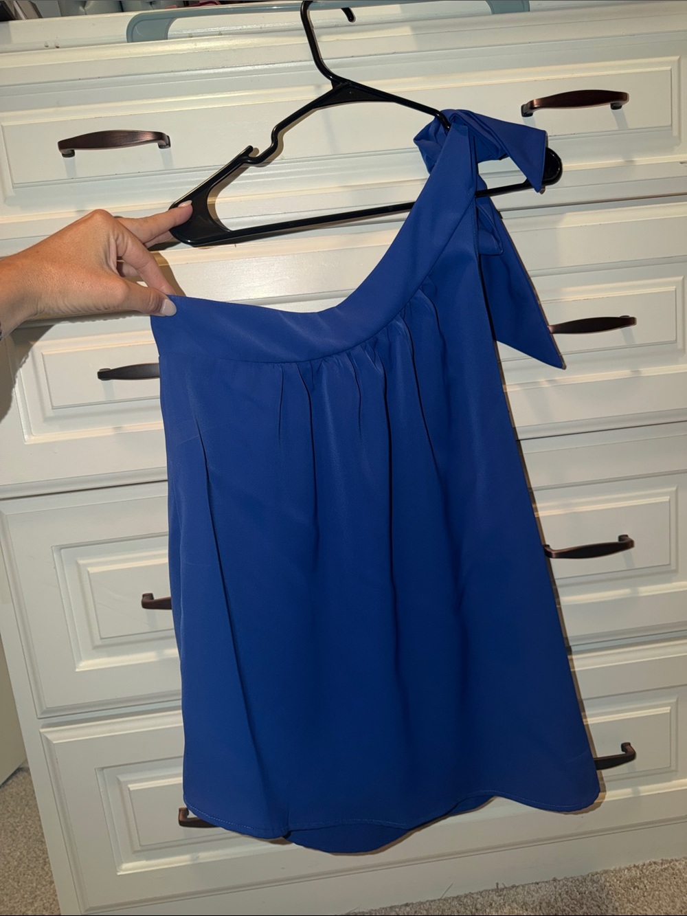 Blue One-Shoulder Tie Women’s Top
